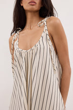 Elinor FABLE Cream Stripe Midi Dress Sleeveless Relaxed Fit 4