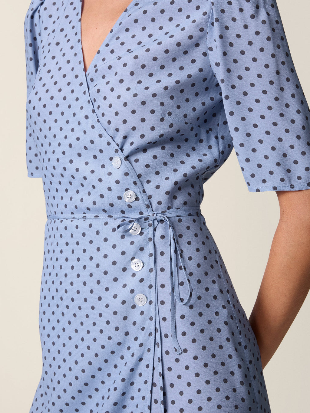 Elinor GABIN Dress Midi Wrap Polka Dot V-Neck for Wedding Guests 1