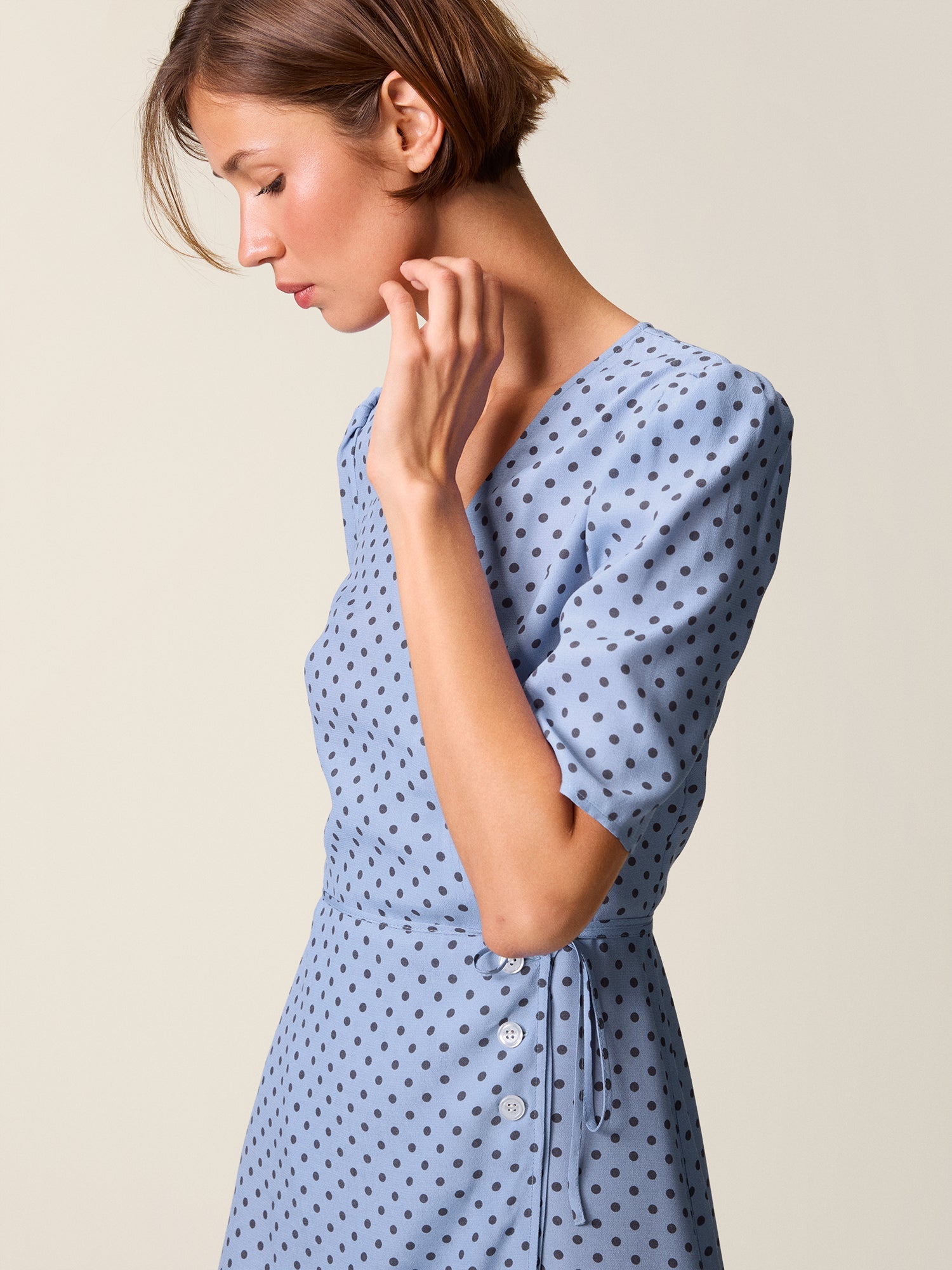 Elinor GABIN Dress Midi Wrap Polka Dot V-Neck for Wedding Guests 3