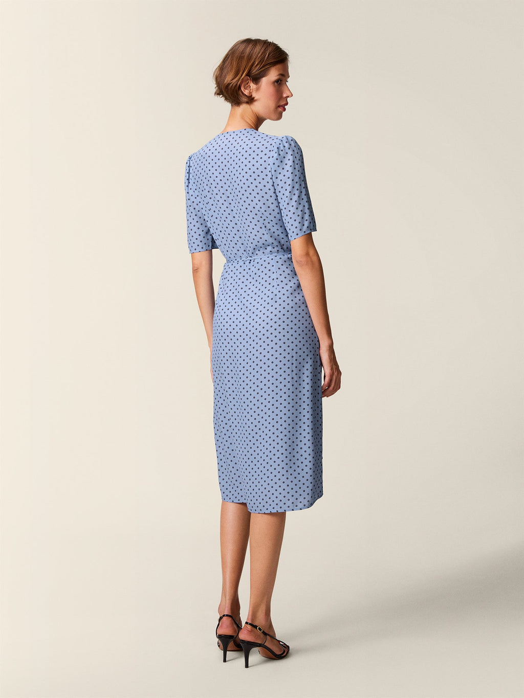 Elinor GABIN Dress Midi Wrap Polka Dot V-Neck for Wedding Guests 4