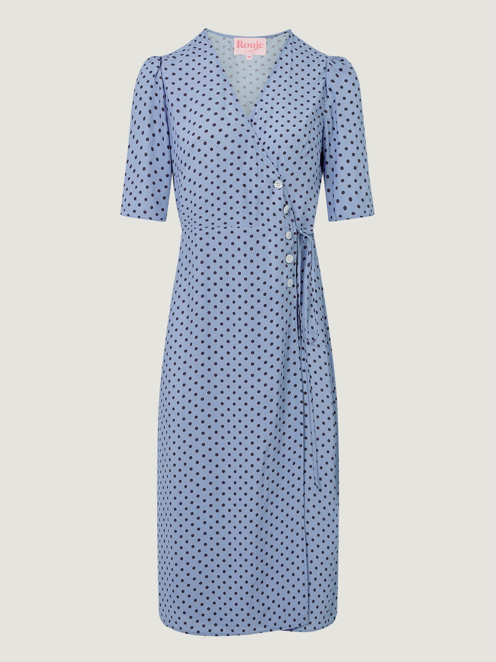Elinor GABIN Dress Midi Wrap Polka Dot V-Neck for Wedding Guests 7