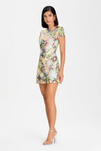 Elowen Everly Floral Dress Bodycon Mini with Sequin Detailing 1