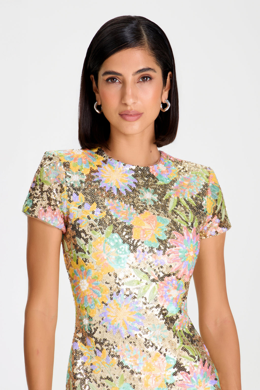 Elowen Everly Floral Dress Bodycon Mini with Sequin Detailing 4