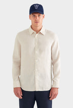 Elric Linen Shirt Sand Classic Fit Long Sleeve Mens Linen Shirt 0