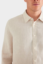 Elric Linen Shirt Sand Classic Fit Long Sleeve Mens Linen Shirt 2