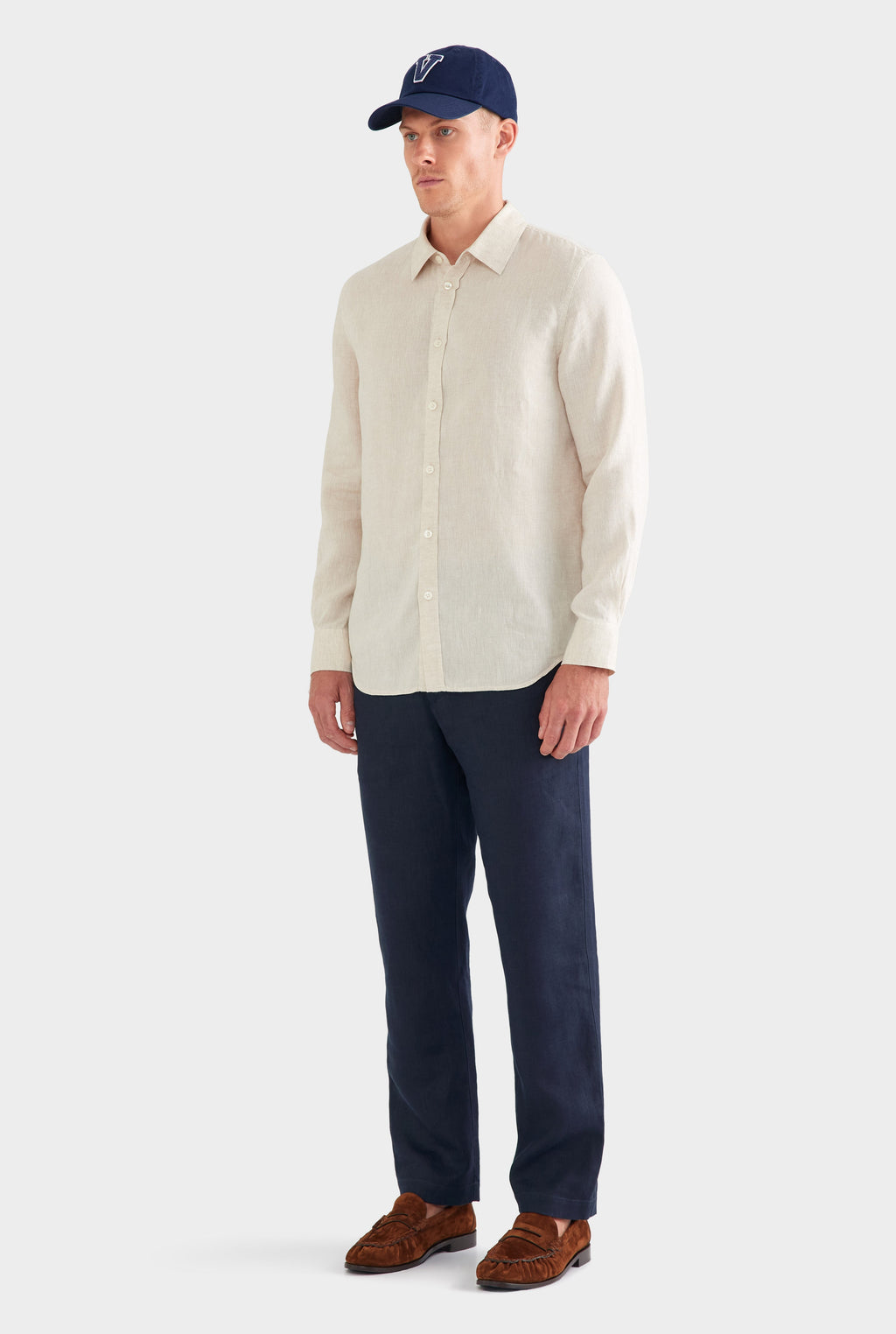 Elric Linen Shirt Sand Classic Fit Long Sleeve Mens Linen Shirt 3