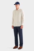 Elric Linen Shirt Sand Classic Fit Long Sleeve Mens Linen Shirt 3
