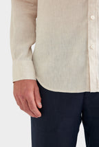 Elric Linen Shirt Sand Classic Fit Long Sleeve Mens Linen Shirt 4