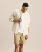 Elric Mens Linen Shirt Long Sleeve Relaxed Fit White Button Down 0