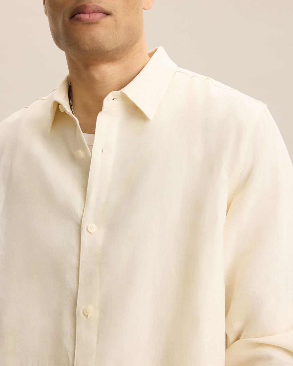 Elric Mens Linen Shirt Long Sleeve Relaxed Fit White Button Down 3