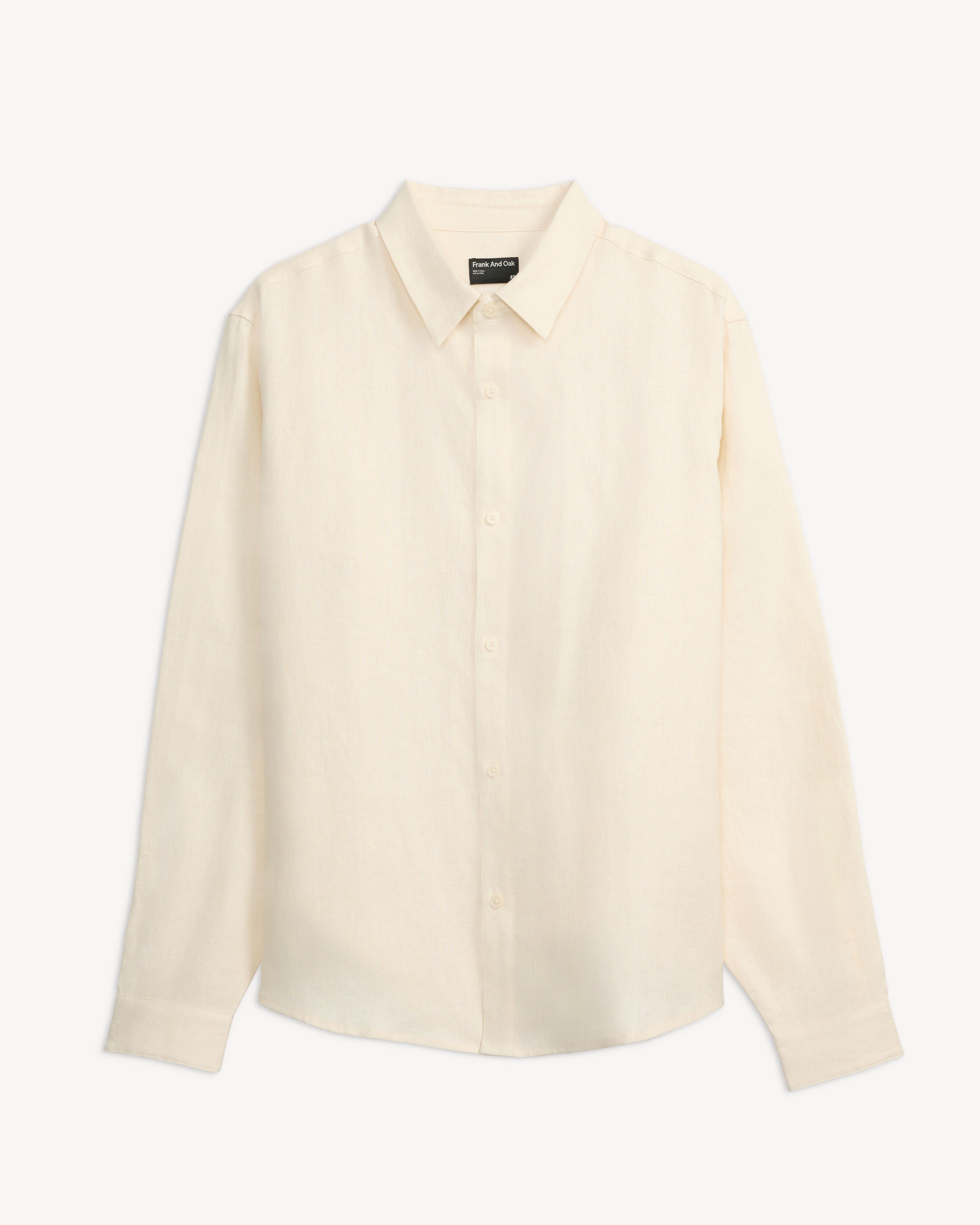 Elric Mens Linen Shirt Long Sleeve Relaxed Fit White Button Down 4