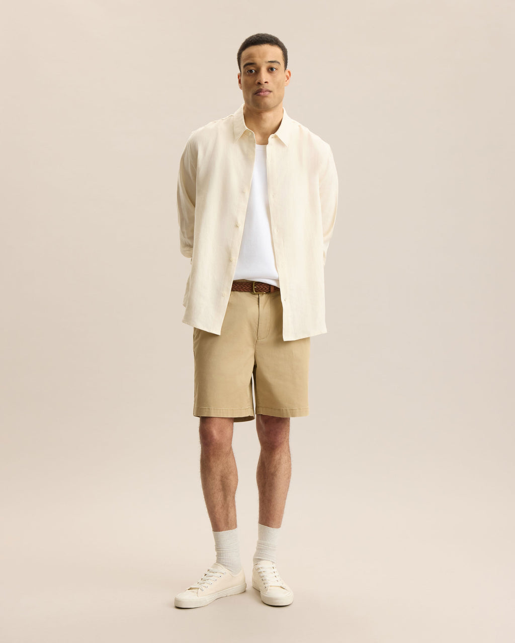 Elric Mens Linen Shirt Long Sleeve Relaxed Fit White Button Down 6