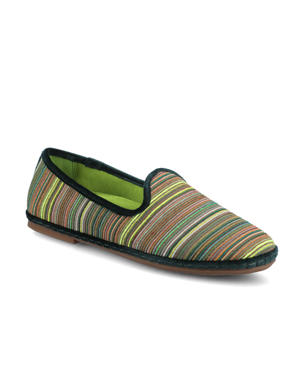 Elric Slip-On Shoes Royal Green Multi Stripe Grosgrain Espadrille 0