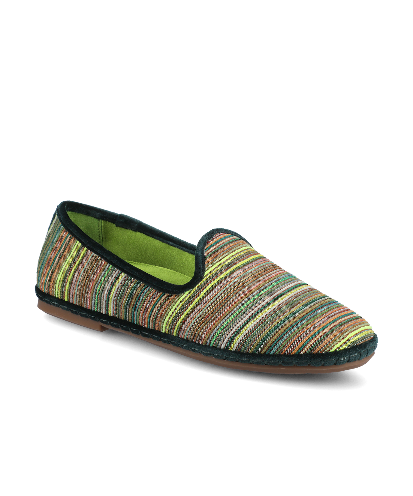 Elric Slip-On Shoes Royal Green Multi Stripe Grosgrain Espadrille 0