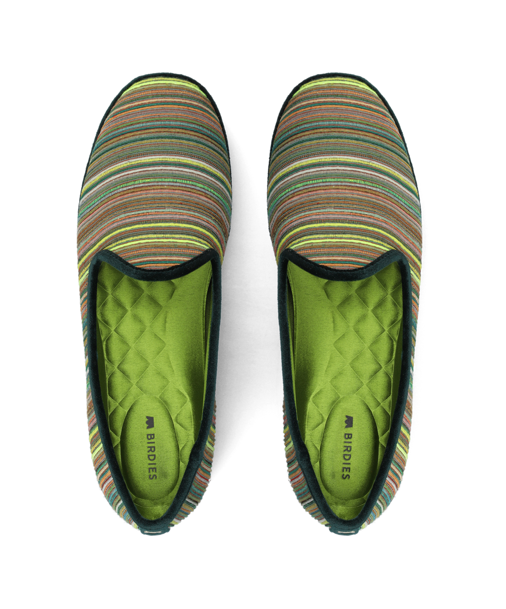 Elric Slip-On Shoes Royal Green Multi Stripe Grosgrain Espadrille 1