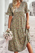 Light blue floral summer dress with a flowing, relaxed fit and delicate straps. Perfect for warm-weather outings. 2