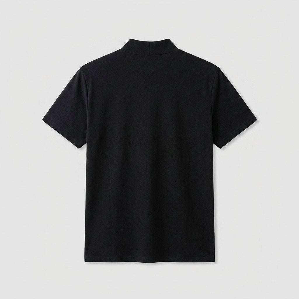 Elysian men's tailored-fit crew neck t-shirt in navy blue, made from a soft stretch cotton blend. 3