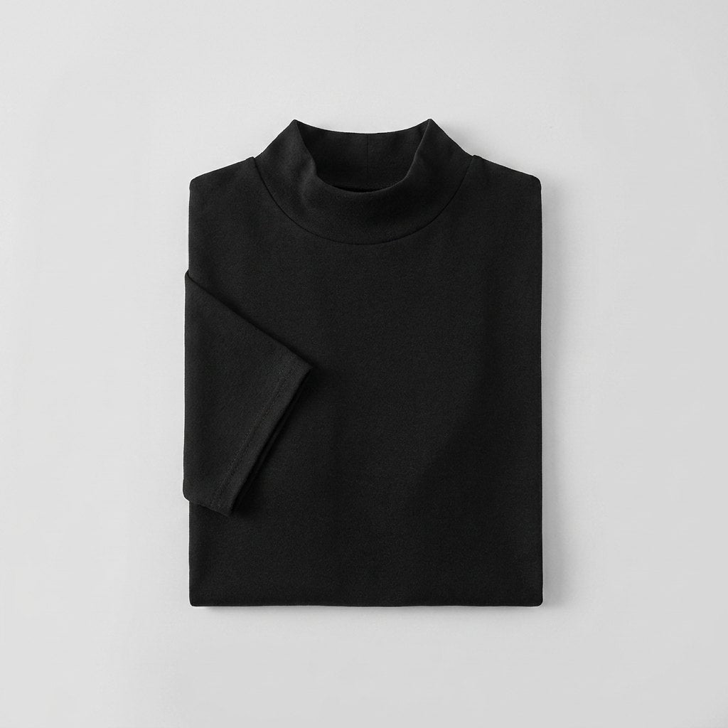 Elysian men's tailored-fit crew neck t-shirt in navy blue, made from a soft stretch cotton blend. 4