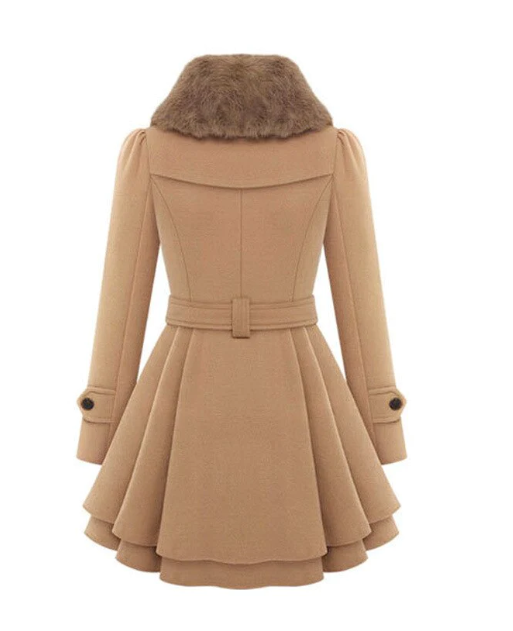 Esmee belted winter coat, beige, back view