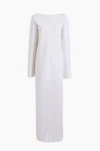 Eulalie KHAITE Paley Dress Off-White V-Neck Fringed Skirt Cocktail 0