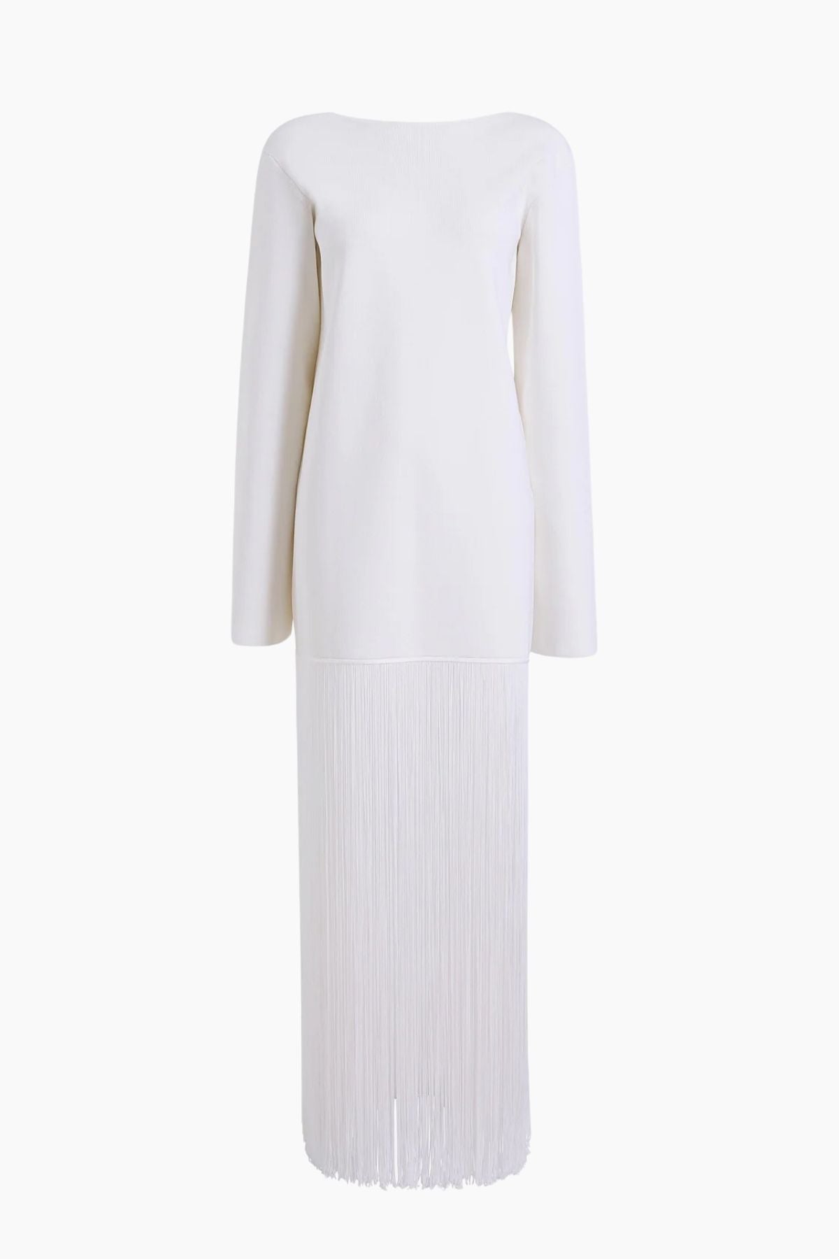 Eulalie KHAITE Paley Dress Off-White V-Neck Fringed Skirt Cocktail 0