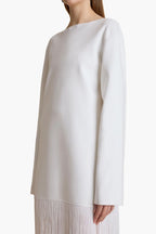 Eulalie KHAITE Paley Dress Off-White V-Neck Fringed Skirt Cocktail 4
