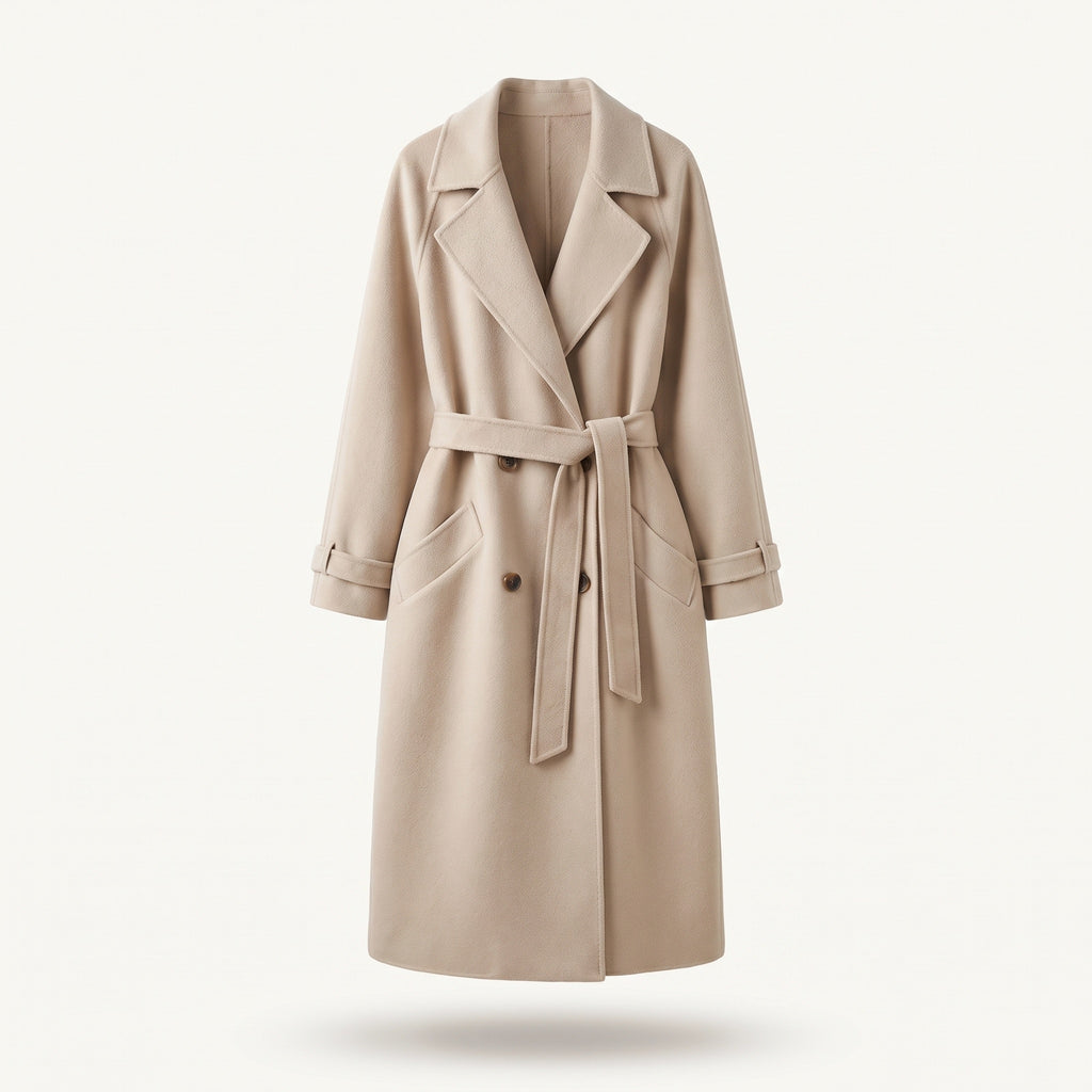 Evely wool-like trench coat for women, beige