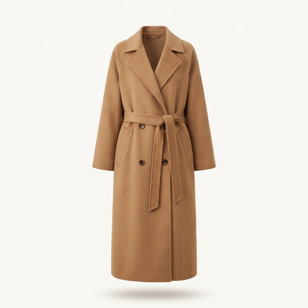 Evely wool-like trench coat for women, brown