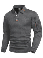 Everett long-sleeve textured polo grey
