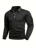 Everett long-sleeve textured polo black
