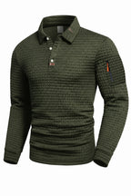 Everett long-sleeve textured polo green