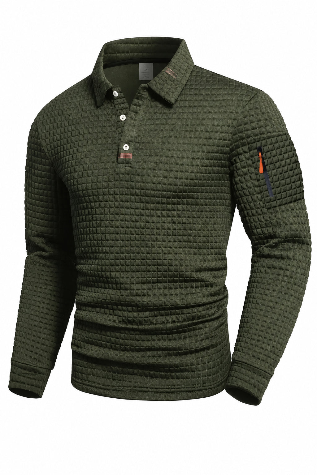 Everett long-sleeve textured polo green