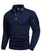 Everett long-sleeve textured polo navy blue
