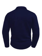 Everett long-sleeve textured polo navy back