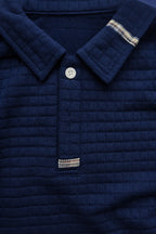 Everett polo collar and placket detail navy