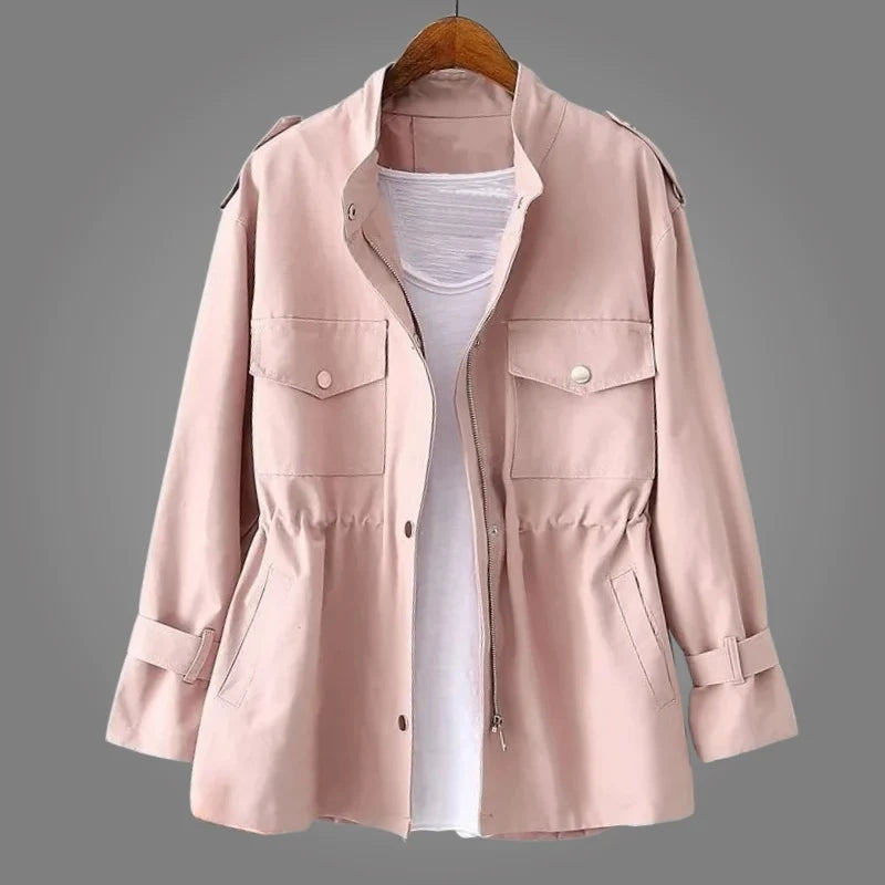 Floortje utility jacket in pink, front view