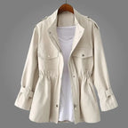 Floortje utility jacket in cream, front view