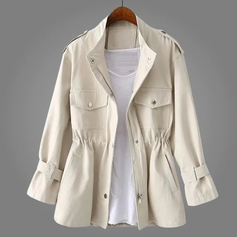 Floortje utility jacket in cream, front view