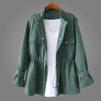 Floortje utility jacket in green, front view