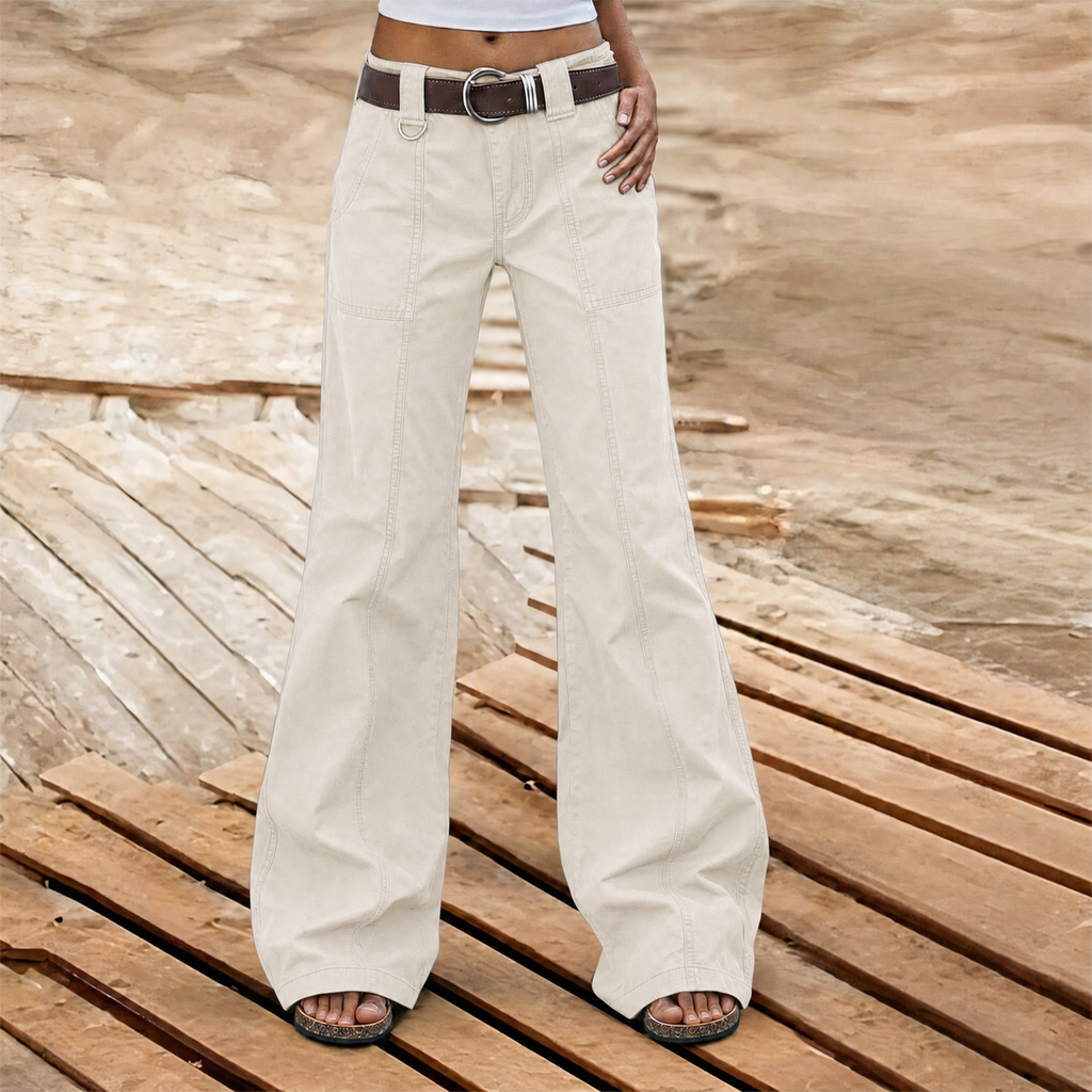 Olive green cargo trousers with a relaxed fit and multiple pockets for a practical, casual style. 2