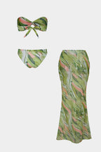 Floral print tie-up wrap bikini set in vibrant colors, featuring a stylish and feminine design. 1