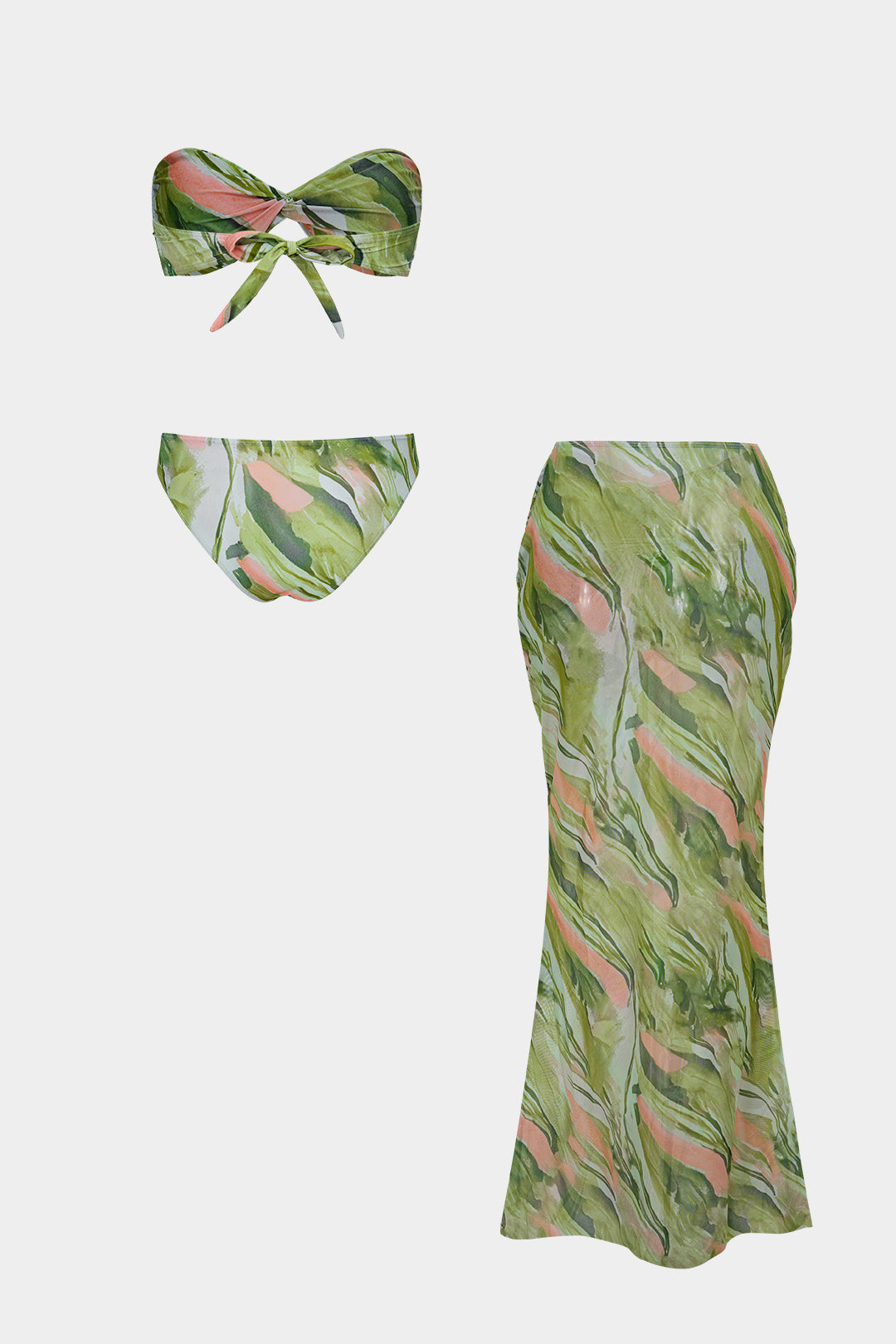 Floral print tie-up wrap bikini set in vibrant colors, featuring a stylish and feminine design. 1