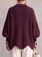 Guusje oversized cardigan with gold-tone buttons, sky blue, front view