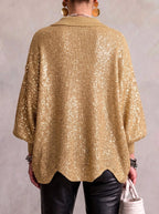Guusje oversized cardigan with gold-tone buttons, khaki, front view