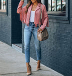 Danielle | Women’s Fringed Suede Moto Jacket