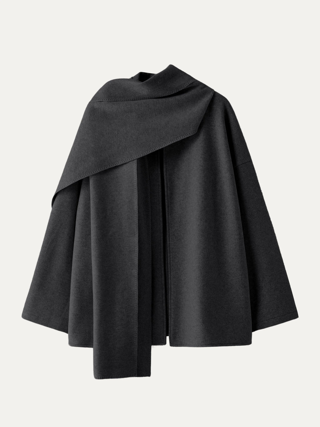 Hanneke oversized scarf coat in heather black, product view