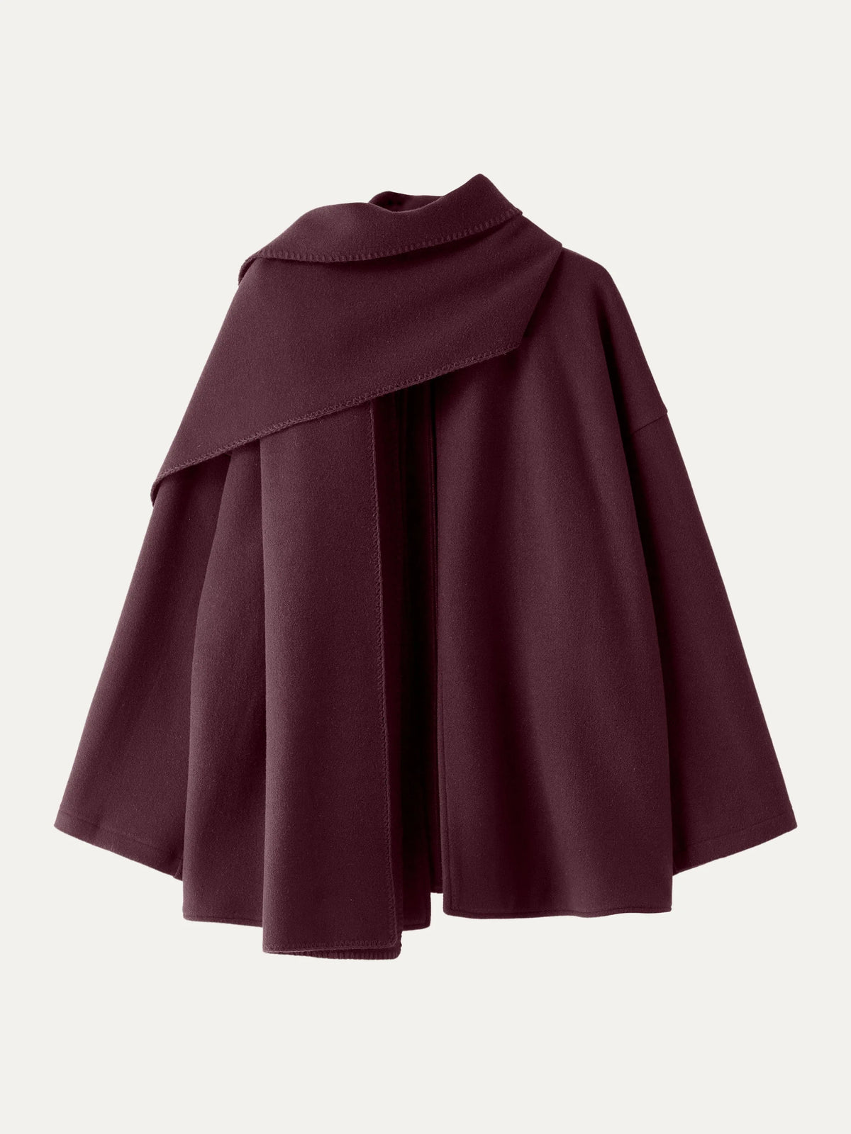Hanneke oversized scarf coat in plum berry, product view