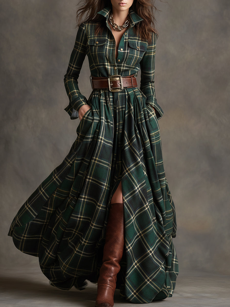 Harper belted shirt dress, green