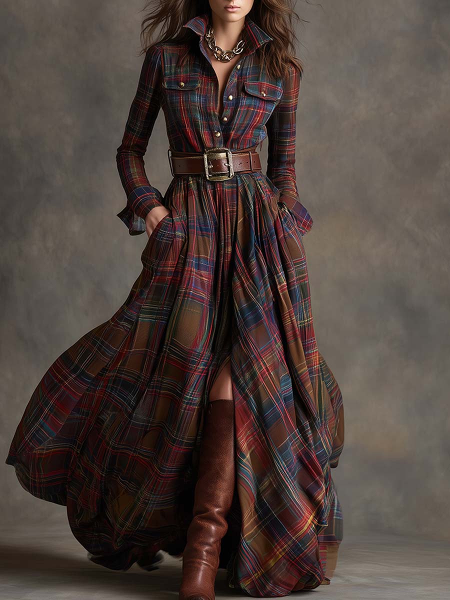 Harper belted shirt dress, red