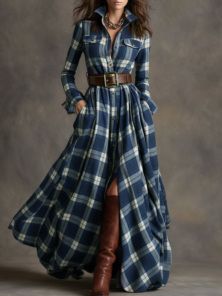 Harper belted shirt dress, blue, detail